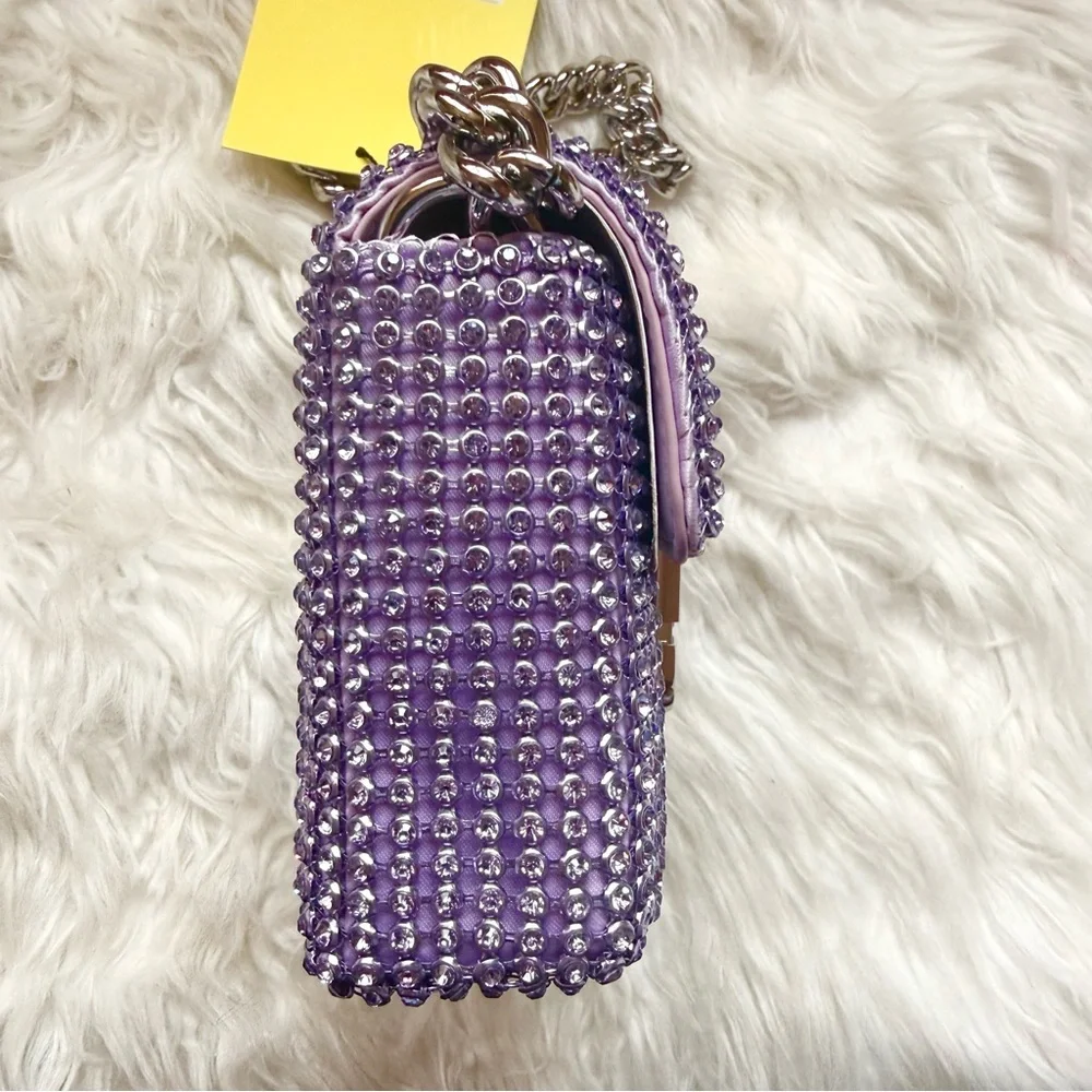New! MARC JACOBS The Rhinestone J Marc Logo Crystal Shoulder Bag in Wisteria - Picture 11 of 13